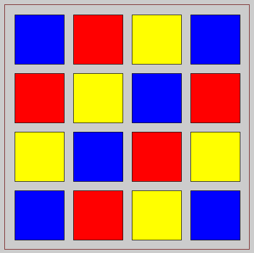 Les 16 carrés en tri de couleur